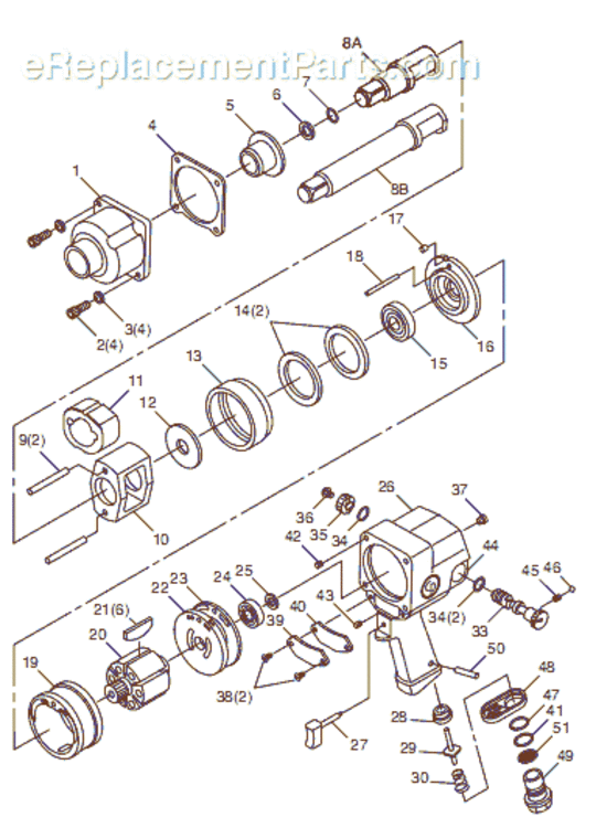 Page A Diagram and Parts List for CP776 T024621 Chicago Pneumatic Wrench